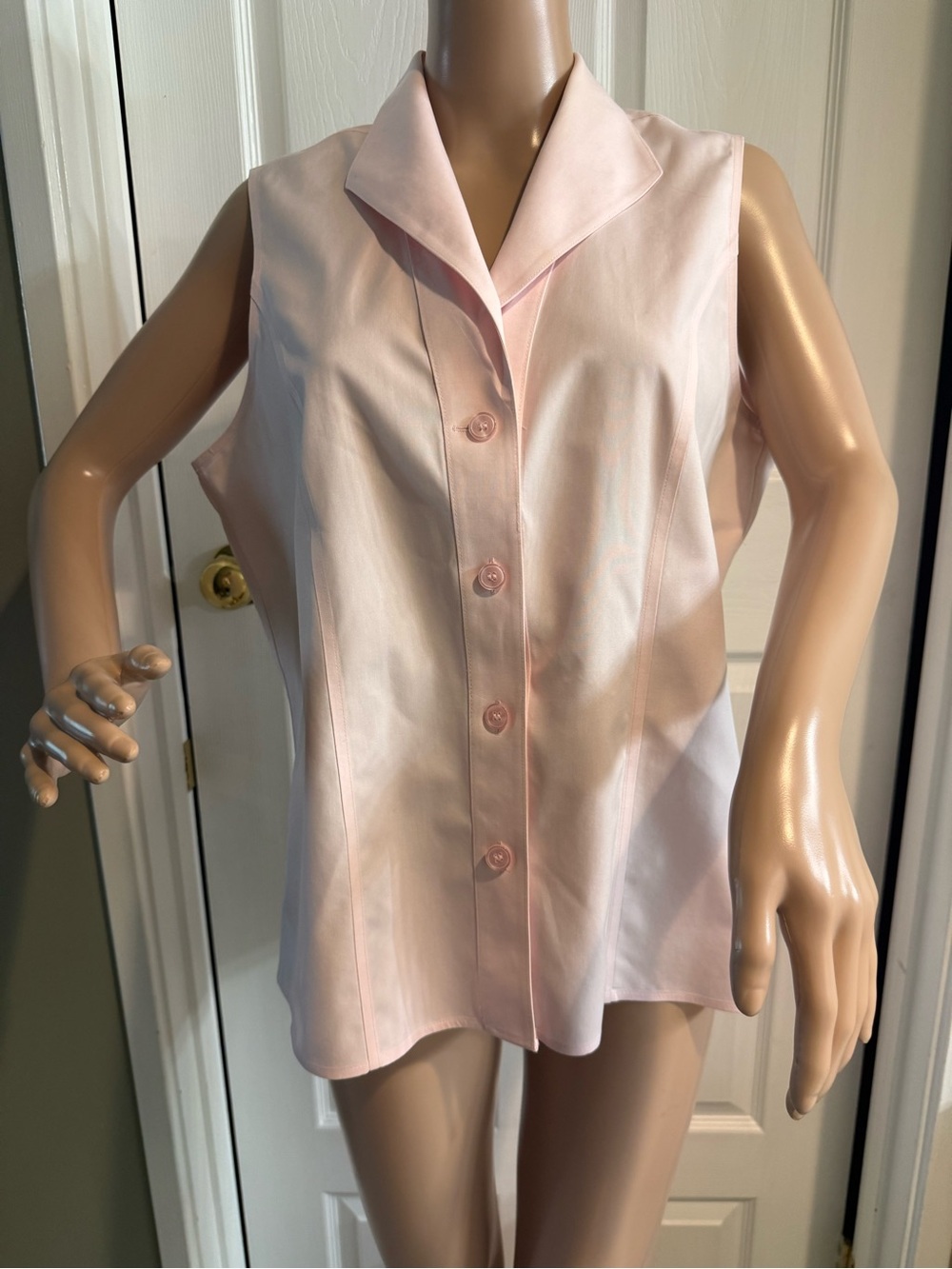 Jones New York Platinum Collection Sleeveless Top Pink Non-Iron Size 14 Office